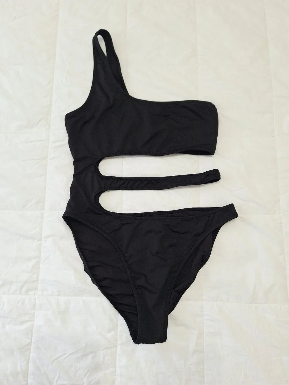 SKIMS Signature Swim Cut Out One Piece Swimsuit Onyx Black M NWOT